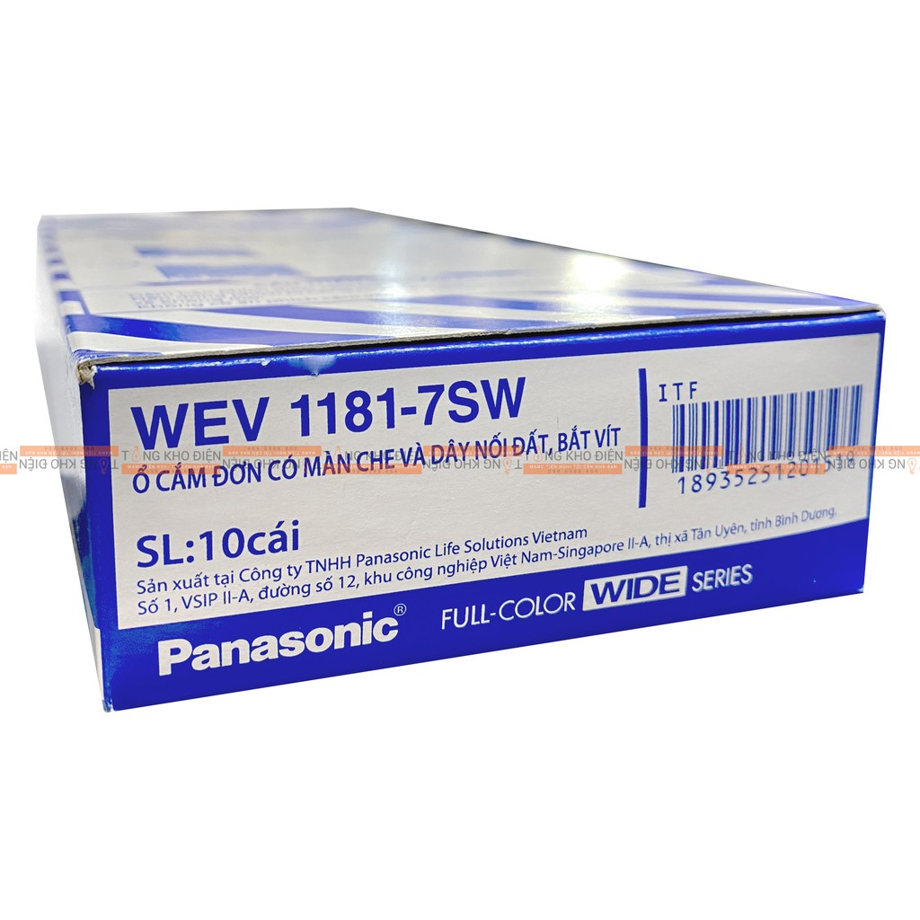 Ổ đơn 3 chấu Panasonic, Có màn che và dây nối đất WEV1181-7SW [Dòng WIDE]