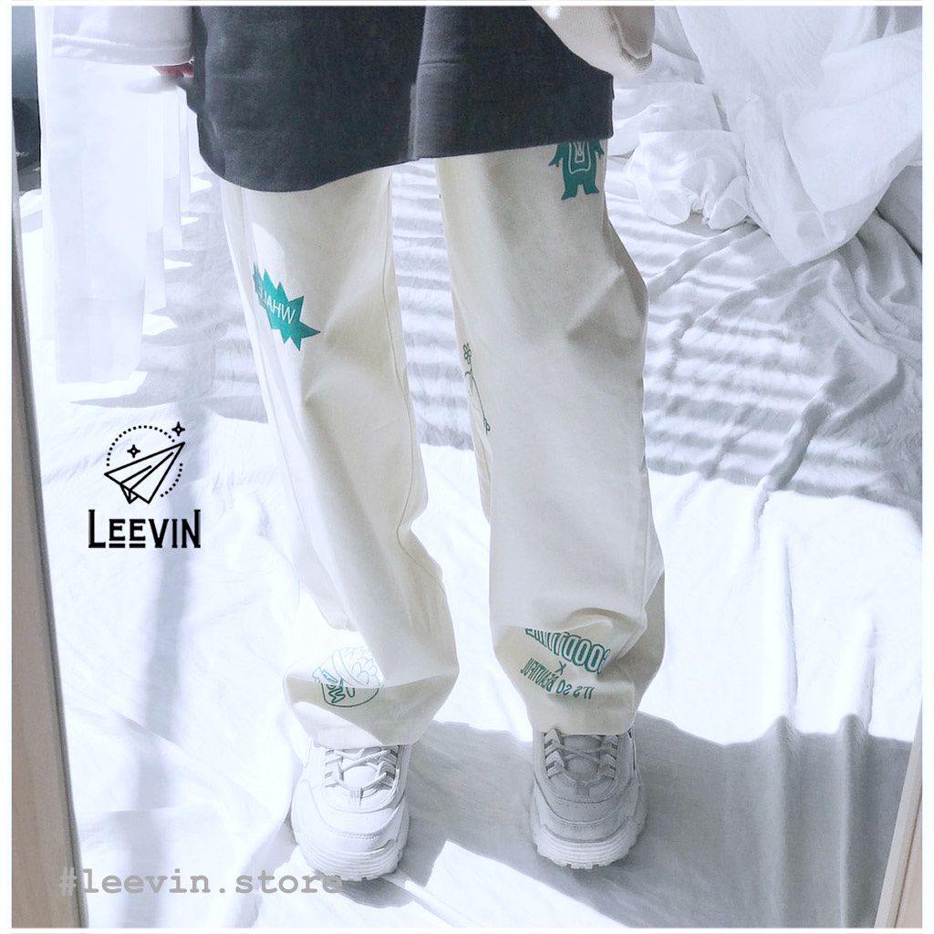 Quần Ống Rộng Nam Nữ KAKI GOBI in họa tiết Unisex Quần Kaki Nữ phong cách Ulzzang dáng suông Leevin store