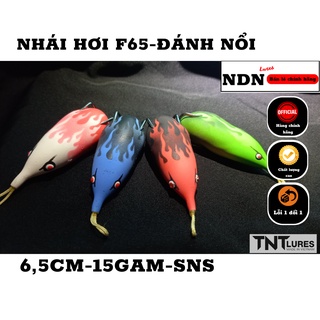Mồi giả câu cá lóc NHÁI HƠI F65 TNT Lures, lưỡi câu cá 6,5cm-15gam-action NỔI, SNS hook