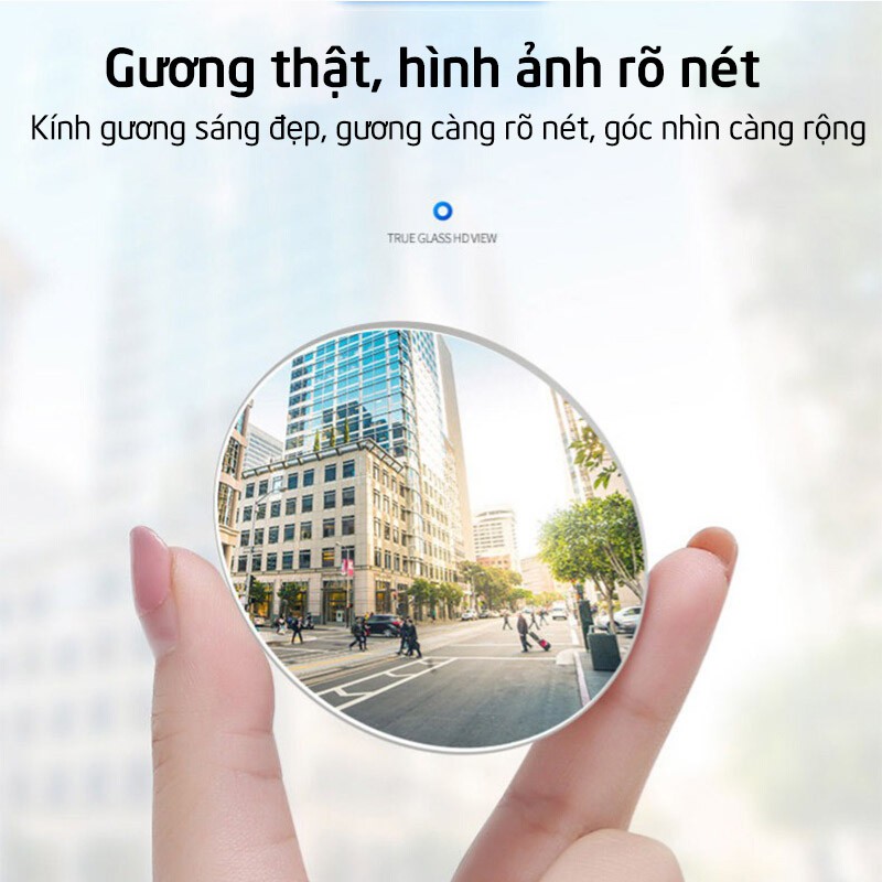 Bộ 2 gương cầu lồi dán kính chiếu hậu ô tô,xe hơi xoay 360 độ,gương xóa điểm mù chống chói xóa góc chết_GCH01