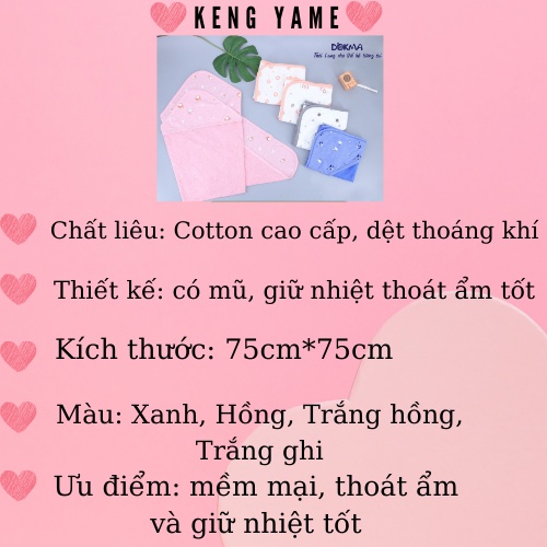 Chăn ủ cho bé thoáng khí có mũ DOKMA Cao Cấp chất cotton mềm mại cho bé