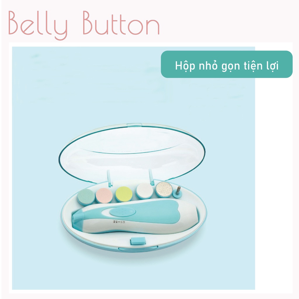 Máy cắt bấm móng tay Belly Button cho bé, đồ dũa mài móng tay cho trẻ sơ sinh không cảm giác đau có 5 đầu cắt và kèm pin