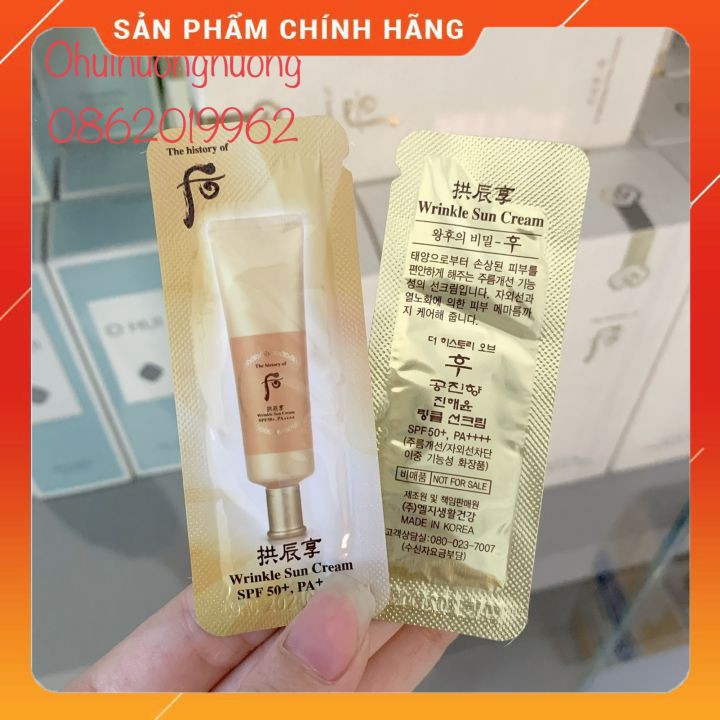 Gói chống nắng chống nhăn whoo vàng - WHOO JIN HAE YOON WRINKLE SUN CREAM SPF50+/PA+++_OHUINUONG