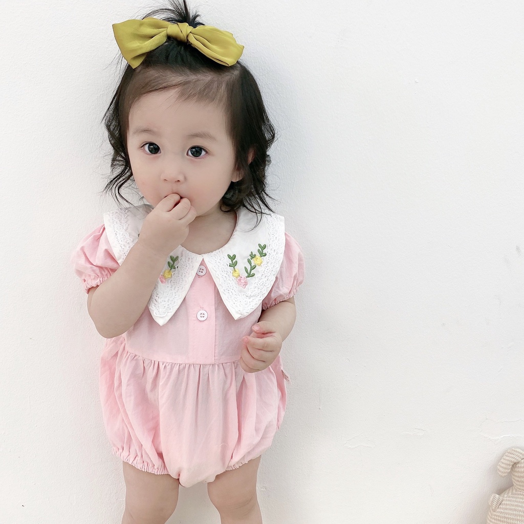 Áo Liền Quần Thêu Hoa Phong Cách Hàn Quốc Mới Cho Bé Gái