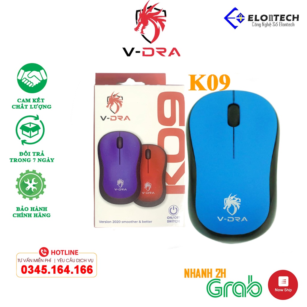 Chuột không dây cho laptop V-DRA K09 | Chuột không dây chính hãng | Bảo hành 12 tháng