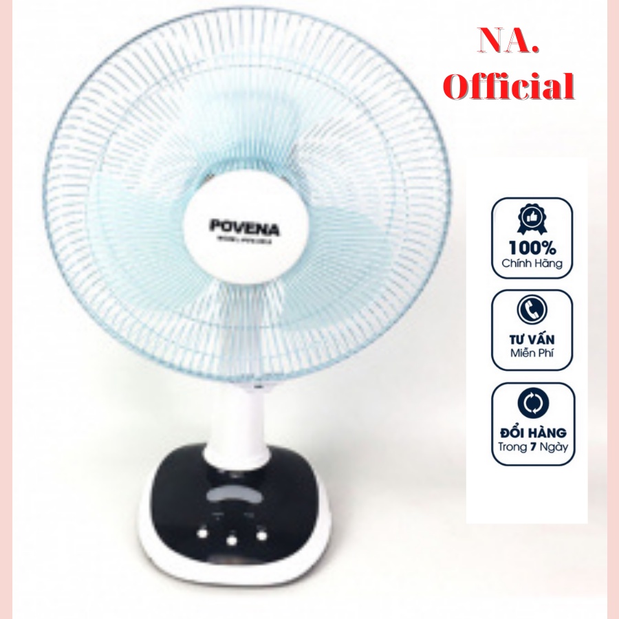 Quạt tích điện để bàn POVENA có đèn Led cổng sạc USB PVN-5612