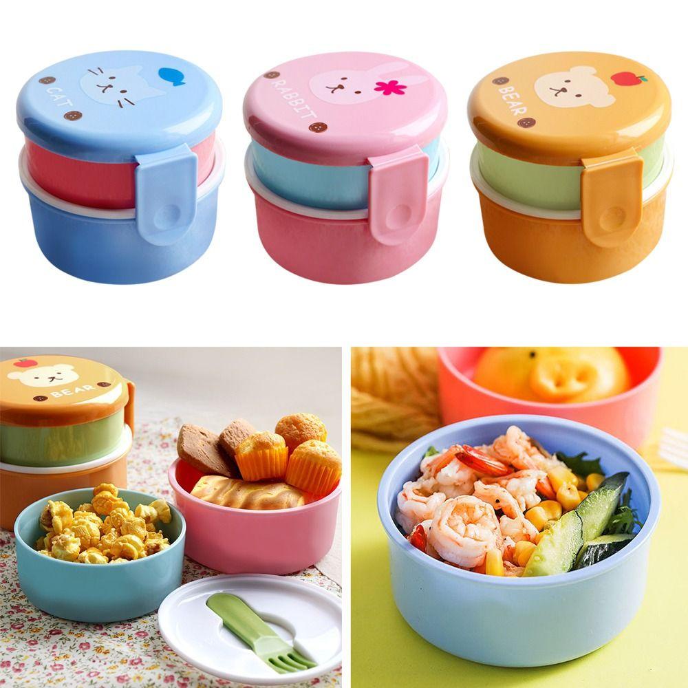 Hộp Đựng Cơm Trưa Hai Tầng Dung Tích 540ml Có Thể Sử Dụng Trong Lò Vi Sóng Cho Bé