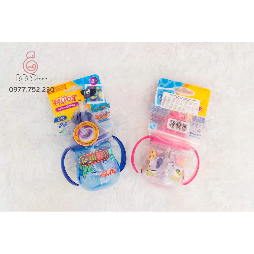 BÌNH UỐNG NƯỚC BẰNG ỐNG HÚT XOAY 360 NUBY