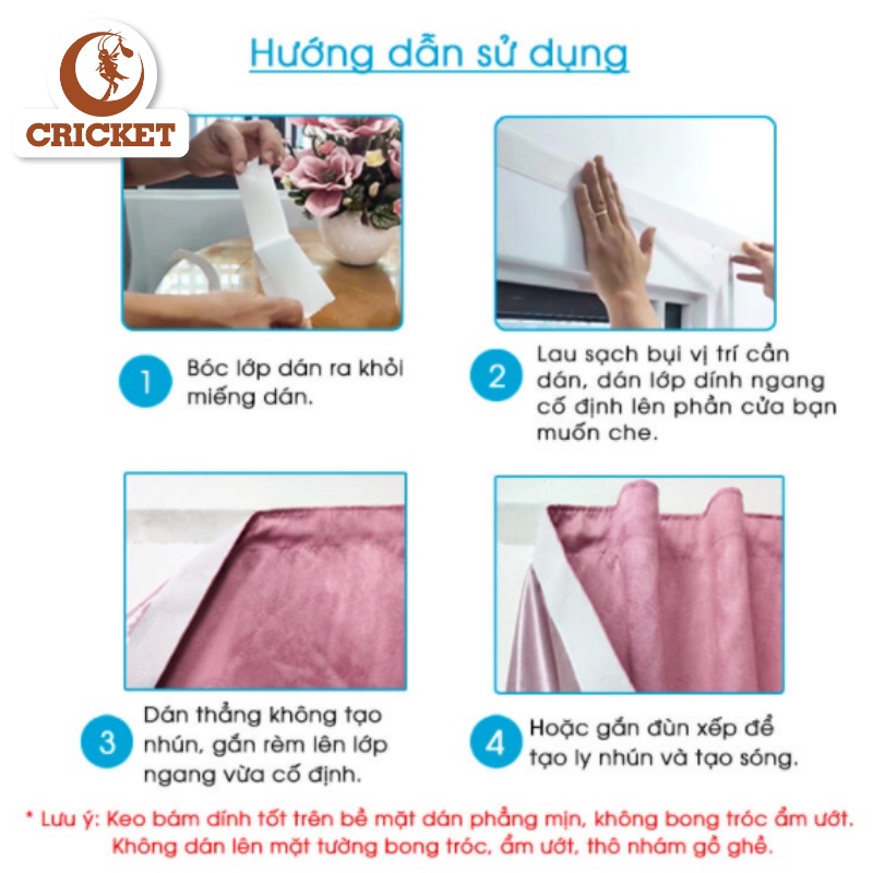 [NHẬN MAY THEO YÊU CẦU] Rèm Voan Dán Tường (1 lớp) họa tiết đa dạng, cao cấp dễ lắp đặt, không cần khoan đục (VIP07)