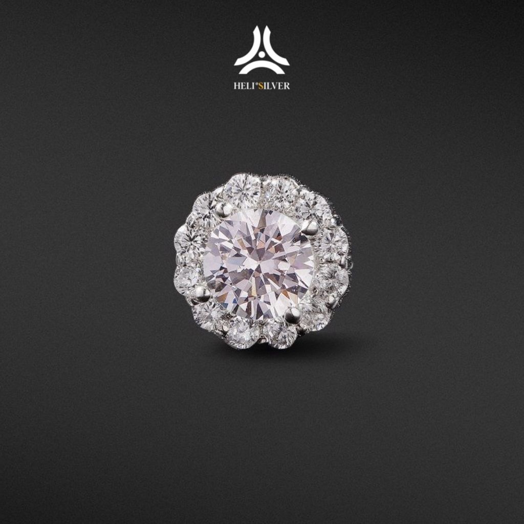 Khuyên tai bạc nam, nữ HeliSilver Mystery - Đá Trắng s925 KTB147