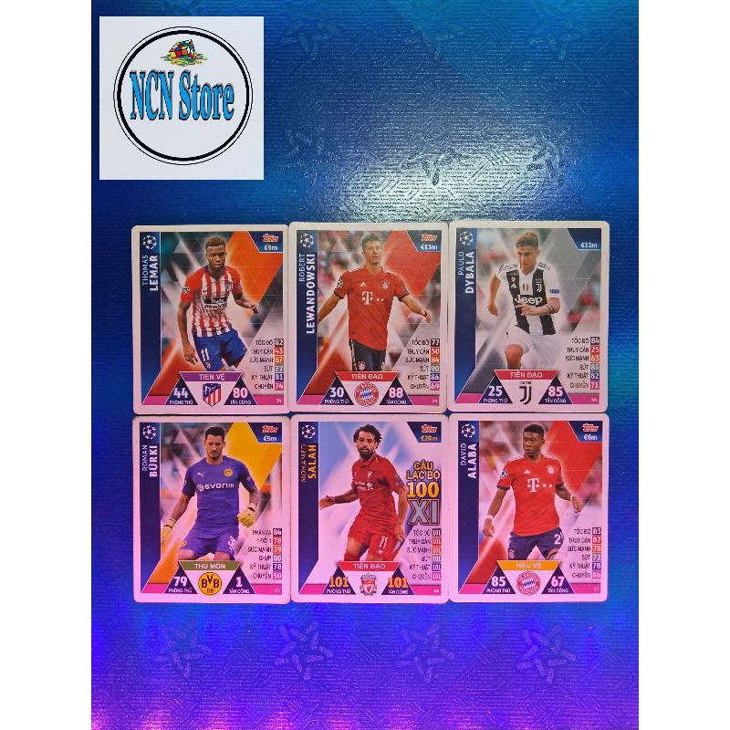 [ Một thẻ ] Thẻ cầu thủ bóng đá Poca Match Attax mùa giải 2018-2019(tặng seal bọc thẻ)