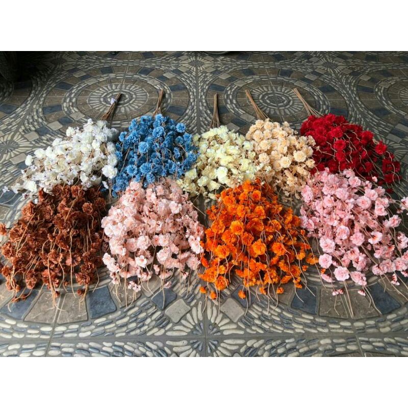 Cành Anh Đào Râu Hoa giả Trang Trí, Hoa decor, phụ kiện trang trí nhà cửa, phụ kiện trang trí lẵng quà