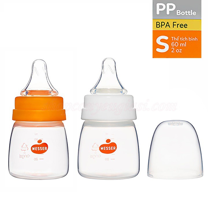 Bình Sữa Wesser Cổ Hẹp PP Mẫu mới 60ml - 140ml - 250ml