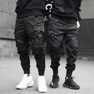Cargo Black Men's Harem Pants Fashion Hip Hop Streetwear Elastic Legs Harajuku Sweatpant Comfortable Pants