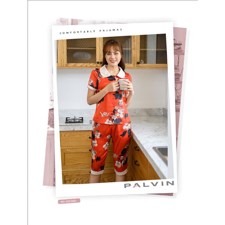 Đồ bộ pijama nữ mặc nhà tiểu thư xinh xắn tay ngắn quần lửng/ Lụa satin mềm mại siêu mát,không nhăn cao cấp Palvin | BigBuy360 - bigbuy360.vn