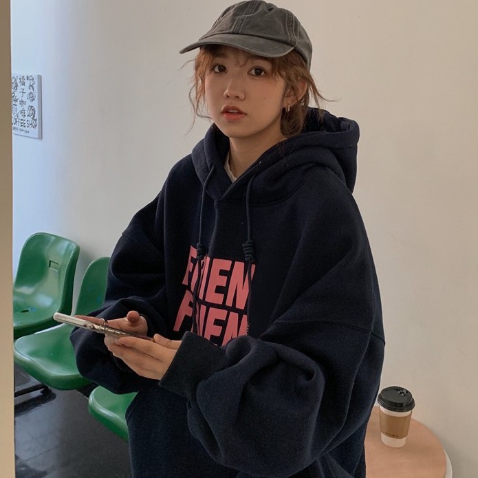 Áo hoodie nữ form rộng, áo hoodie nữ form rộng màu be có mũ mặc nhà đi chơi đi học thời trang ulzzang hàn quốc | BigBuy360 - bigbuy360.vn
