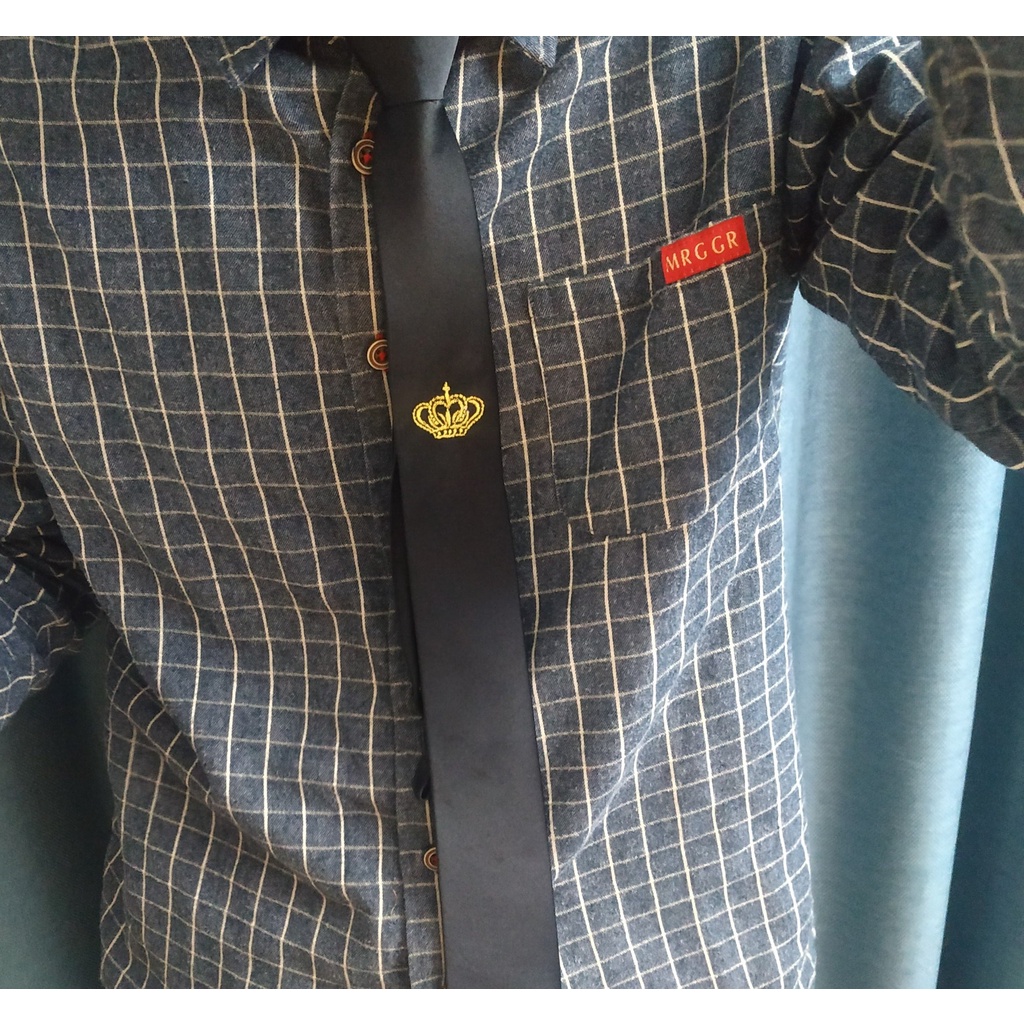 Cà Vạt Lụa Polyester Màu Trơn Thêu Hình Vương Miện 6cm
