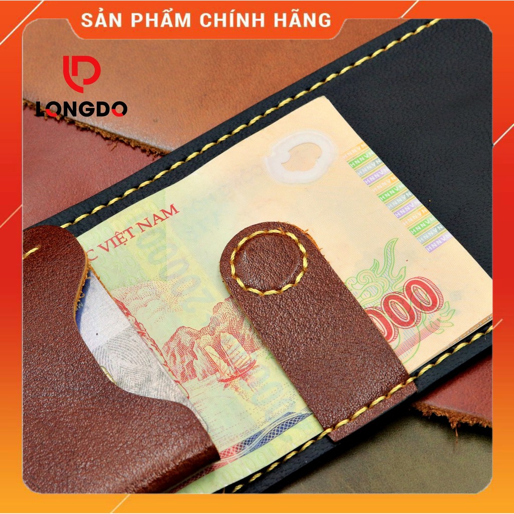 Ví Sen 5 Cao Cấp - Cam Kết 100 % Da Bò Thật - Ví Mini Nam Màu Bò Cháy Hàng Chính Hãng Thương Hiệu Longdo Leather