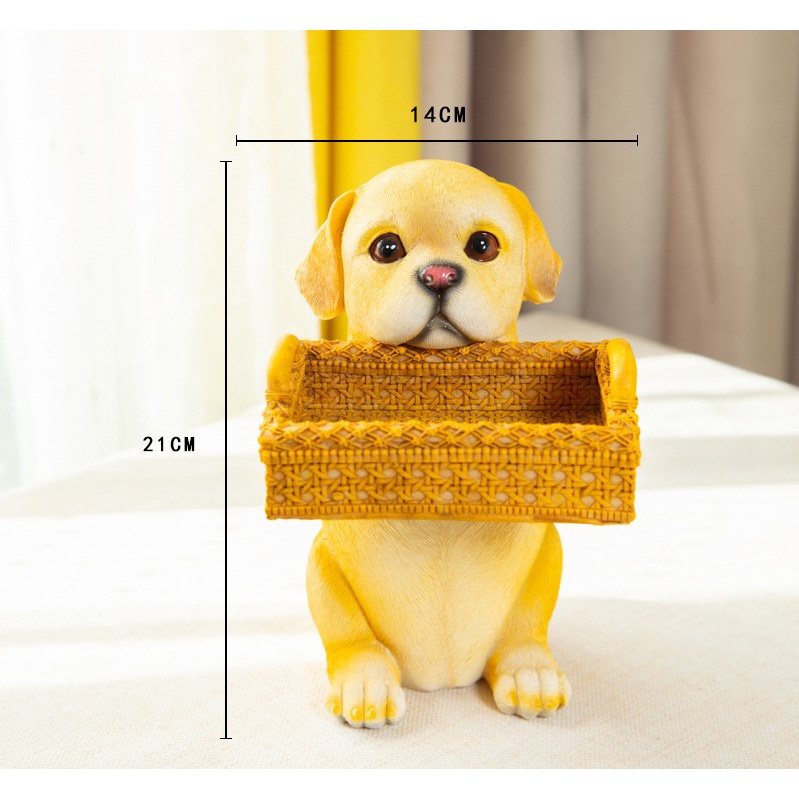 Tượng chó vàng xách giỏ