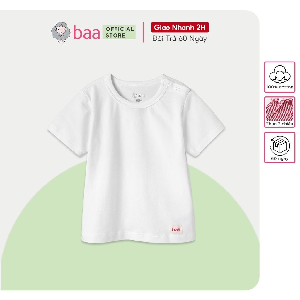 Áo thun cho bé trai ngắn tay BAA BABY 100% cotton cho trẻ từ 1-7 tuổi - BT-AT02N