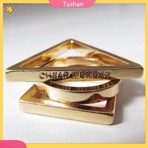 Set 3 nhẫn đeo tay kim loại đính đá dễ thương cho nữ