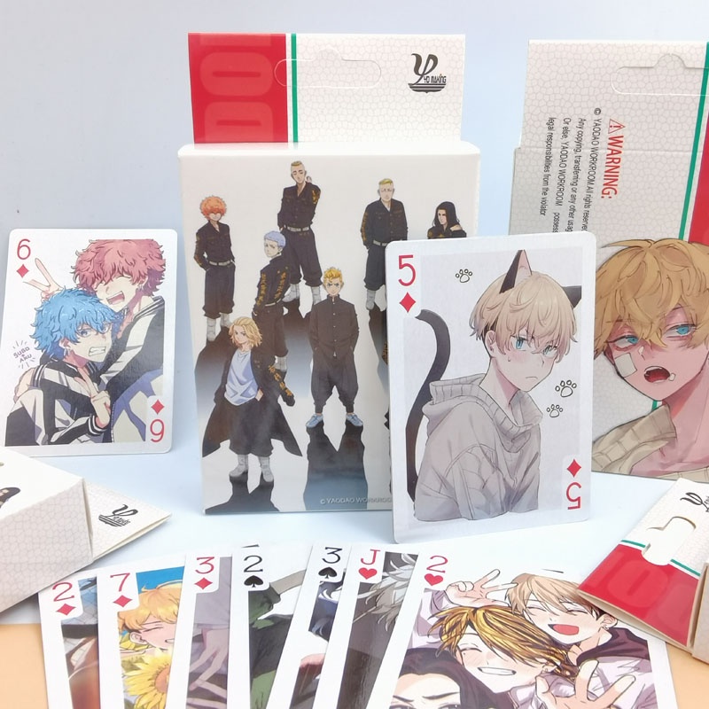 Bộ bài tây poker Tokyo Revengers tú lơ khơ 52 lá hộp ảnh anime chibi