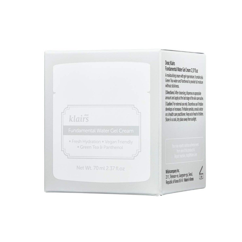Kem Dưỡng Ẩm Chuyên Sâu Dear Klairs Fundamental Water Gel Cream cho da căng bóng 70ml
