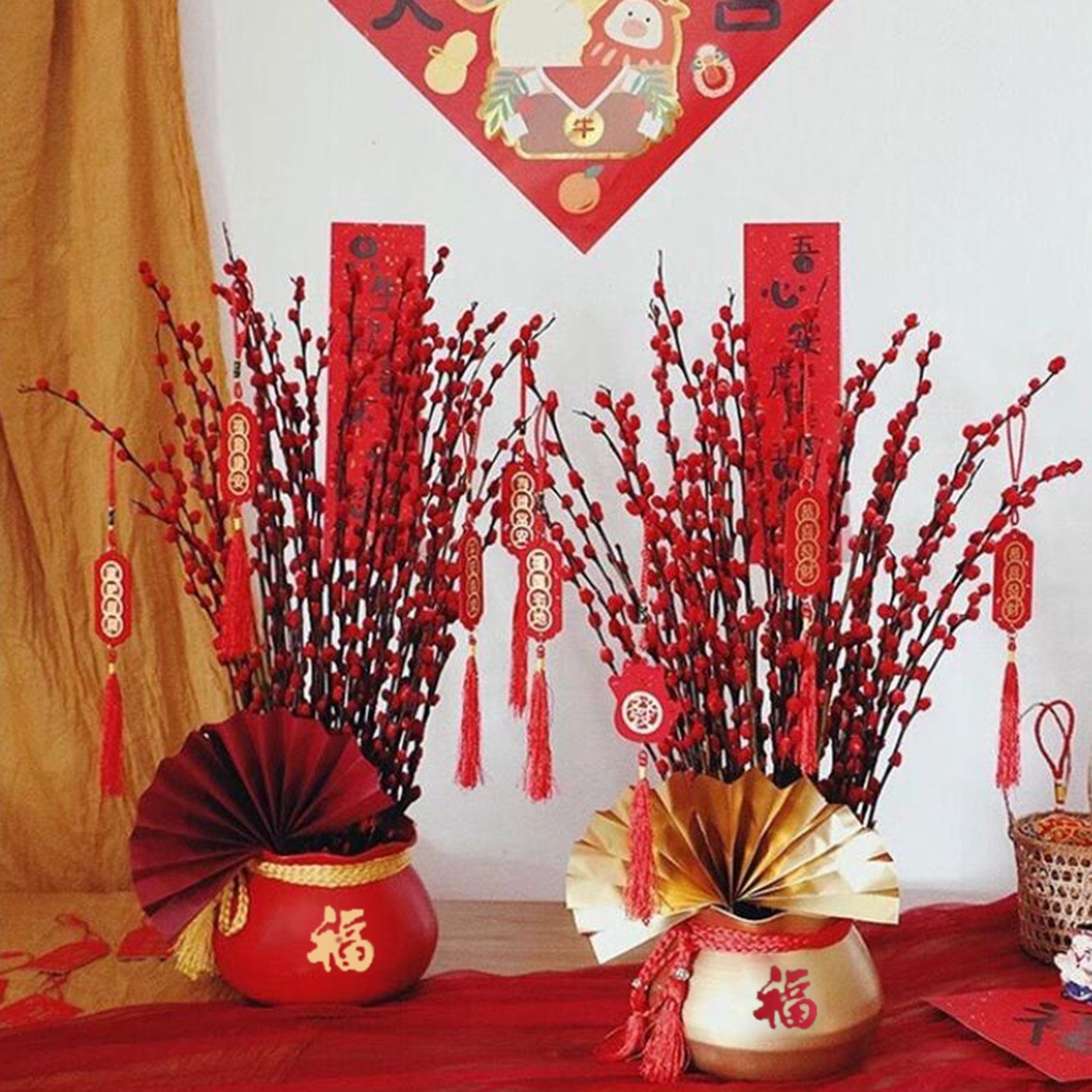 Chậu hoa phong thủy màu đỏ làm quà tặng năm mới