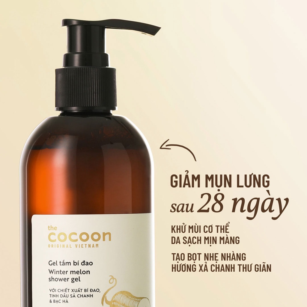 Gel tắm bí đao Cocoon giúp giảm mụn lưng 310ml Winter Melon Shower Gel