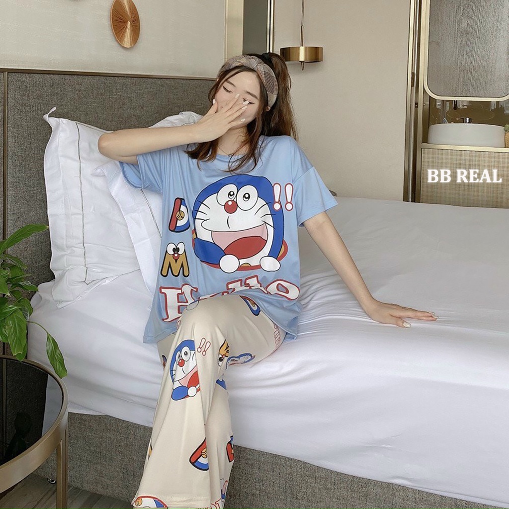Đồ Bộ Mặc ở Nhà Bộ Đồ Ngủ Nữ Quần Dài Pijama Thun Lạnh Đẹp [CODE 53-56] Freesize Từ 45-55Kg - BB REAL | BigBuy360 - bigbuy360.vn