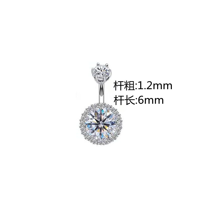 Khuyên Rốn Đính Đá Zircon Bằng Bạc S925 Phong Cách Âu Mỹ Cá Tính