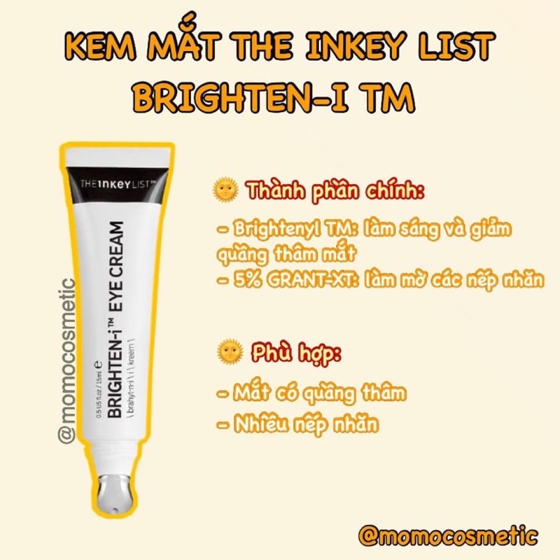 [Mã SKAMLTSM9 giảm 10% đơn 99K] [BILL SEPHORA] Kem dưỡng mắt The Inkey List 15ml