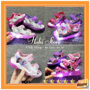 Giày sandal Elsa, Hello Kitty, Mickey bé gái có đèn led từ 1 - 7 tuổi