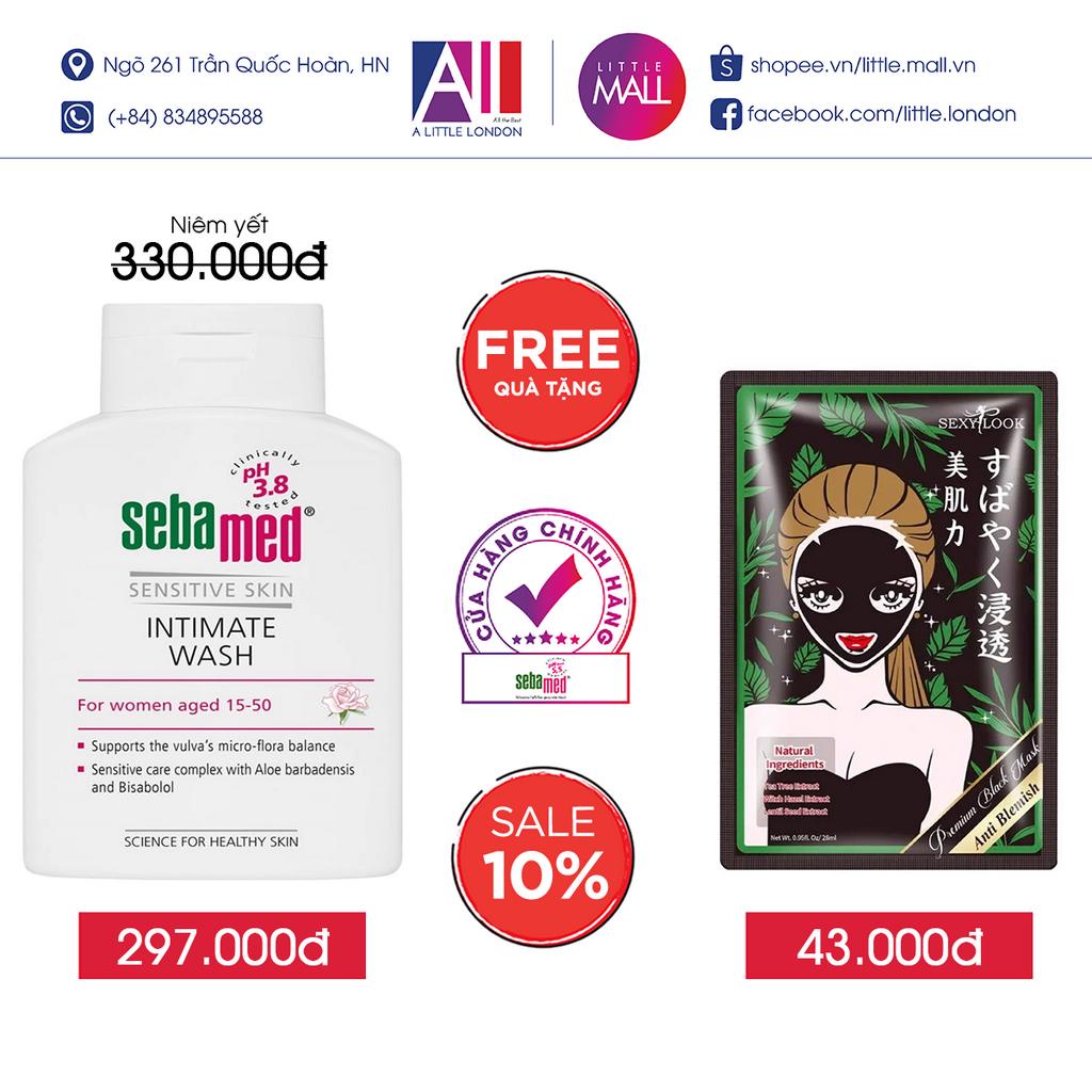 Dung dịch vệ sinh phụ nữ Sebamed pH 3.8 Balance Intimate Wash TẶNG mặt nạ Sexylook (Nhập khẩu)