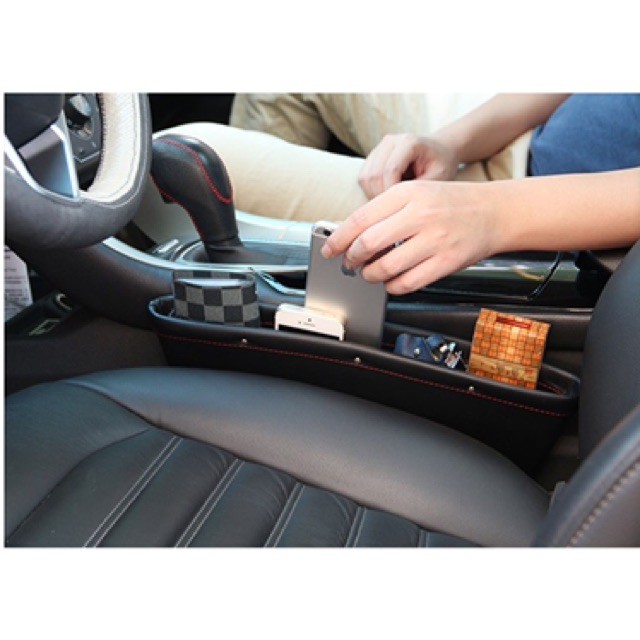 Khay để đồ dẹt cài khe ghế đựng đồ trên ô tô 4 màu đen,kem, nâu,ghi xám