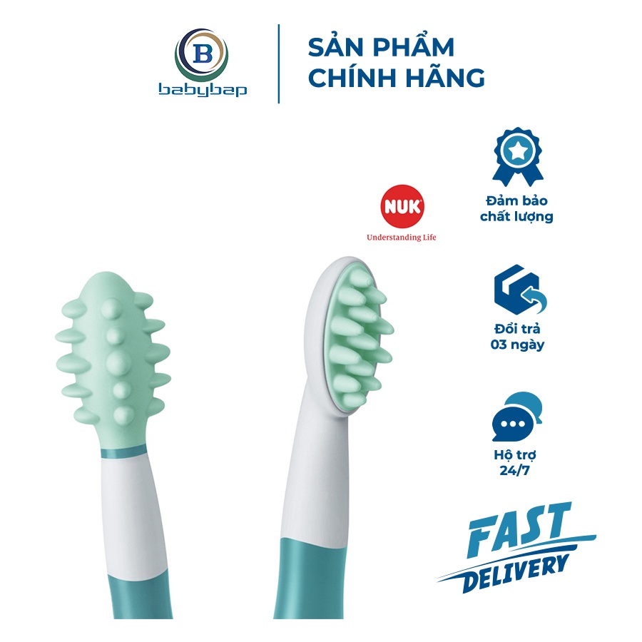 Bộ Chăm Sóc Răng Miệng Khởi Đầu NUK Làm Từ Nhựa Dẻo Cao Cấp Tạo Cảm Giác Êm Mềm, Dễ Chịu Cho Bé