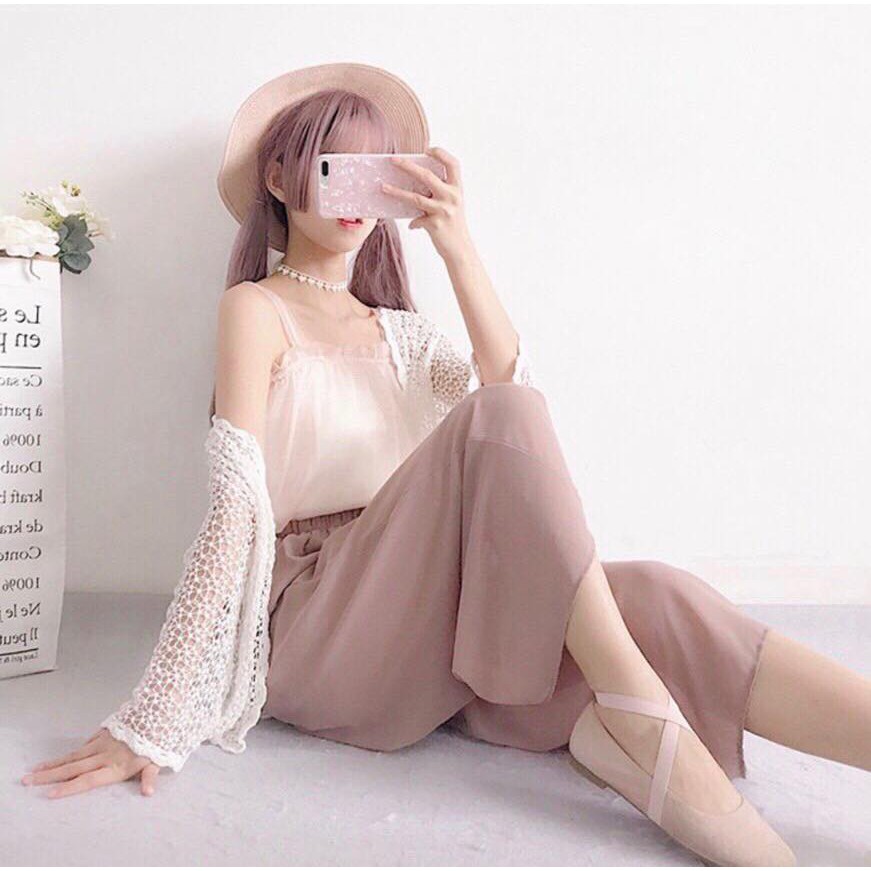 Quần lanh 2 lớp phong cách ulzzang dáng suông. Quần giả váy mềm đẹp phối đồ thời trang, amelishop