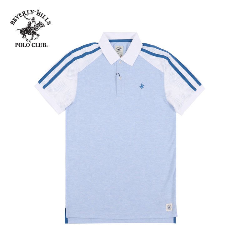 Beverly Hills Polo Club - Áo polo Ngắn tay Nam Regularfit Xanh melange nhạt LMB- BHPC PMRSS20TL120