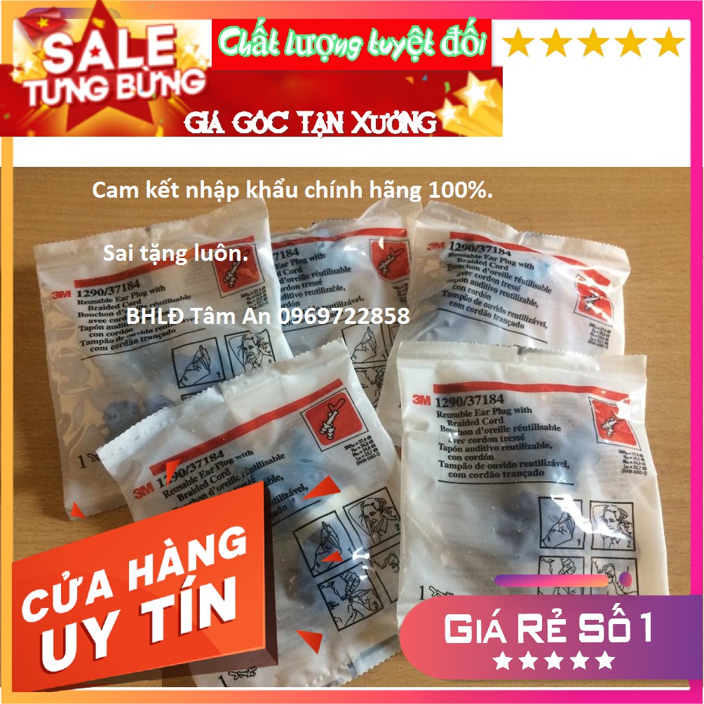 CHÍNH HÃNG - NÚT BỊT TAI CHỐNG ỒN 3M 1290, NÚT NHÉT TAI GIẢM ỒN.