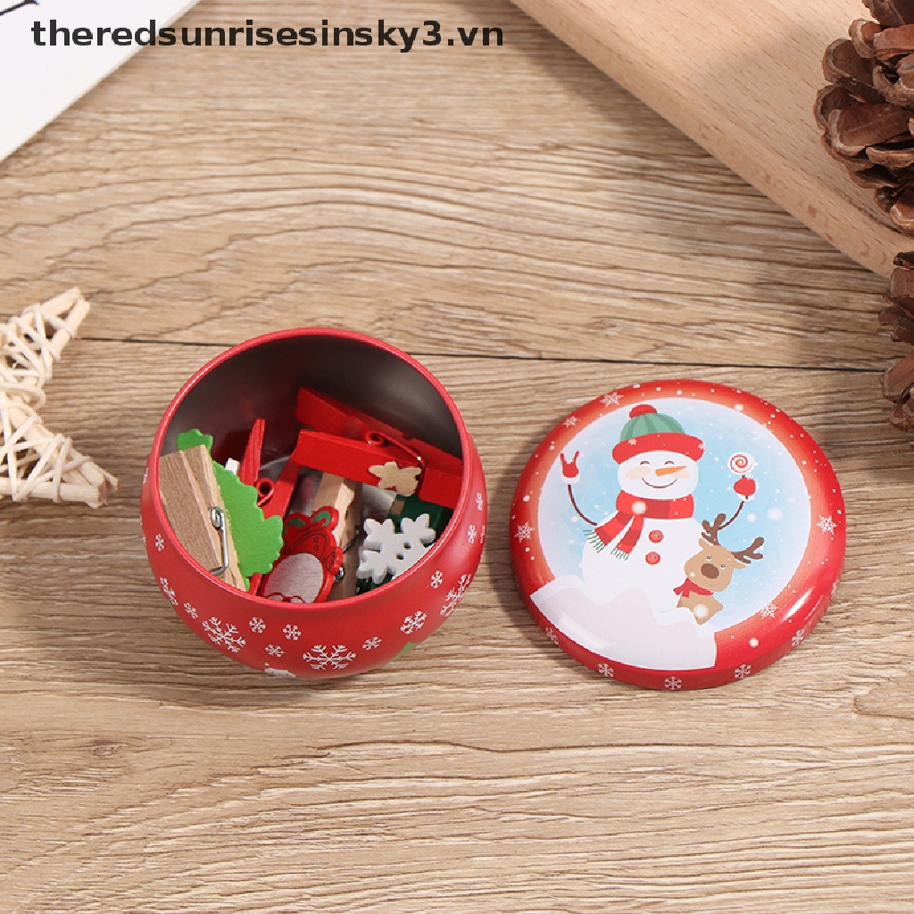 Hộp kim loại đựng kẹo/ làm nến phong cách Giáng sinh