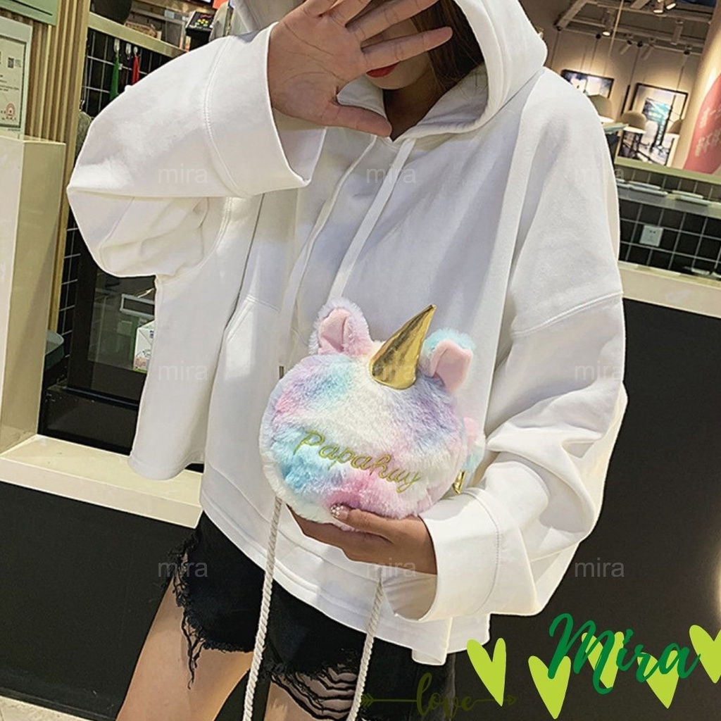 Túi Đeo Chéo Kỳ Lân Phủ Lông Papahug Dễ Thương Sang Trọng Phong Cách Phương Tây MIRA-TV5006