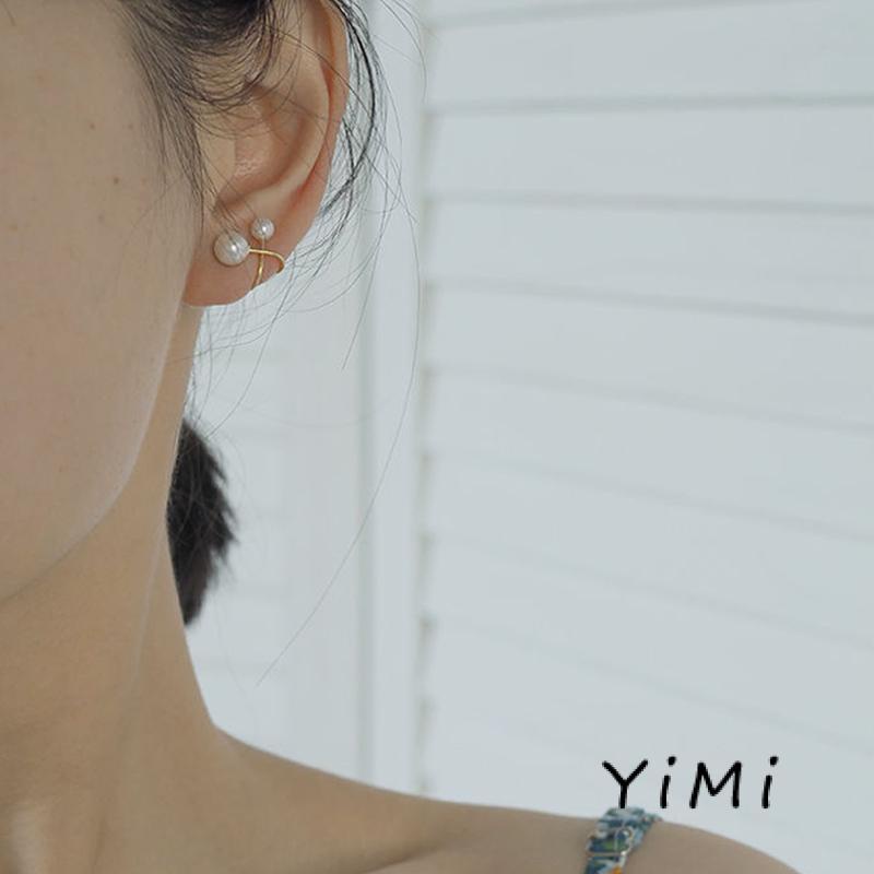 Khuyên Tai Vòng Đôi Bằng Bạc Đính Ngọc Trai Nhân Tạo Phong Cách  Hàn Quốc