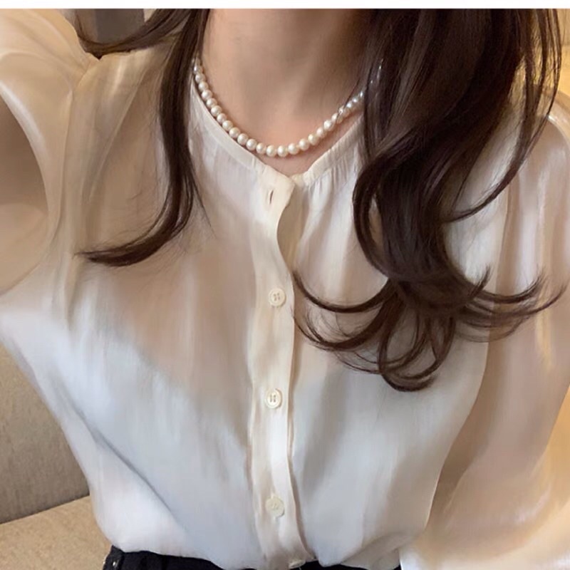 Áo baby doll - vải lụa siêu xinh Order Taobao | Áo sơ mi nữ lụa Satin - phong cách Hàn Quốc