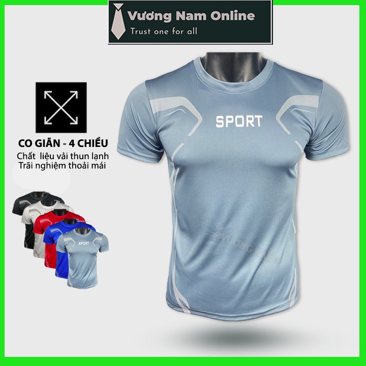 Áo thể thao nam SPORT ngắn tay cổ tròn đẹp vải thun lạnh cao cấp VN96B | BigBuy360 - bigbuy360.vn