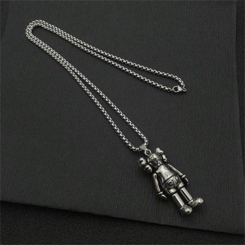 Dây chuyền mặt hình búp bê Kaws bằng thép titan phong cách hiphop cá tính