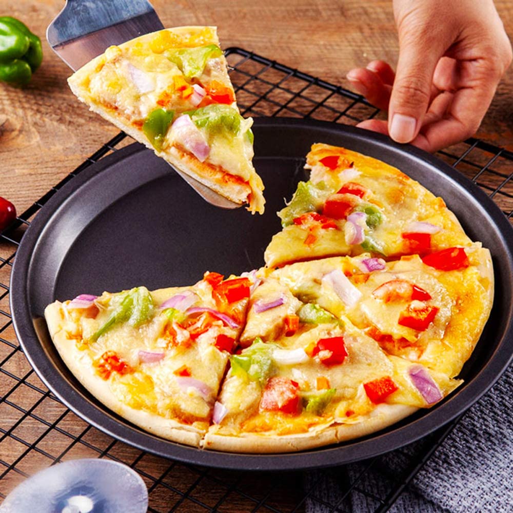 Khay Nướng Bánh Pizza  Hình Tròn Bằng Thép Cacbon Chống Dính 6/7/8/9/10 Inch