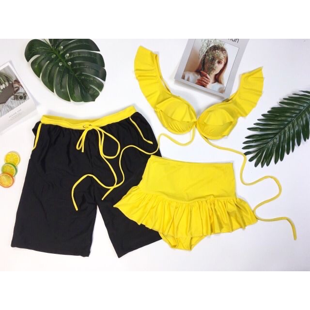 Bikini cặp đi biển nâng ngực màu vàng đủ kiểu