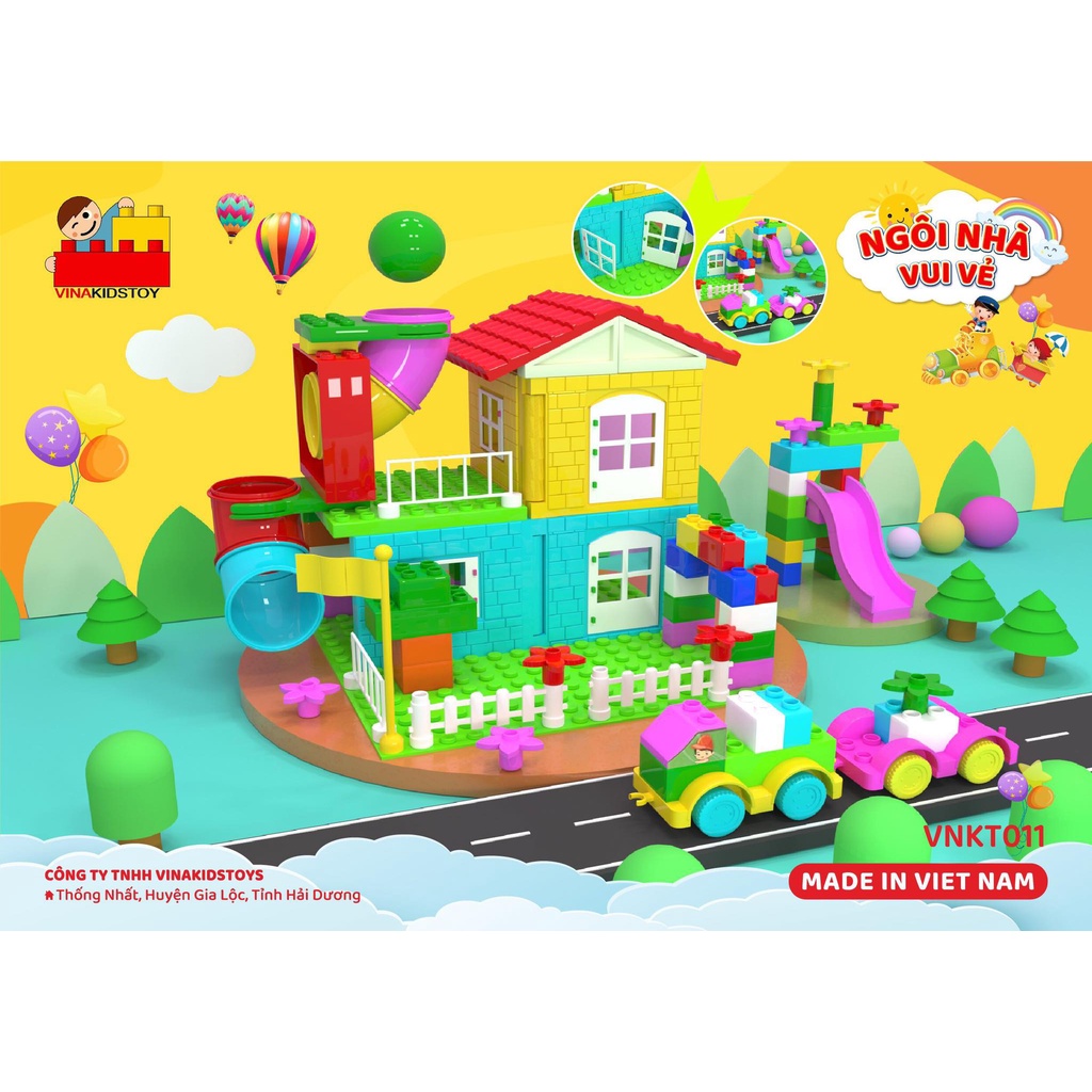 Ngôi Nhà Vui Vẻ bằng Lego size lớn nhựa ABS an toàn - Đồ chơi lắp ghép sáng tạo