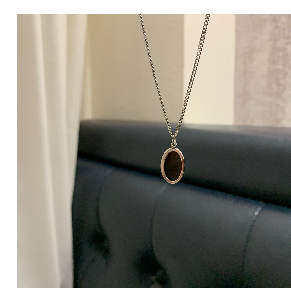 Dây chuyền 22661 phối mặt đá đen phong cách Hàn Quốc dễ phối đồ cho nam nữ