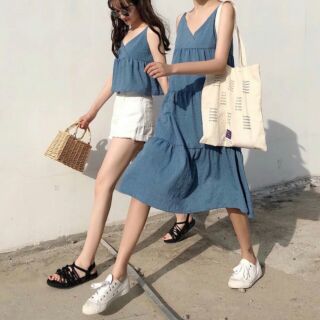 ✔Video + ảnh thật✔ SET DENIM COUPLE (ÁO + ĐẦM) - (CÓ TÁCH LẺ)